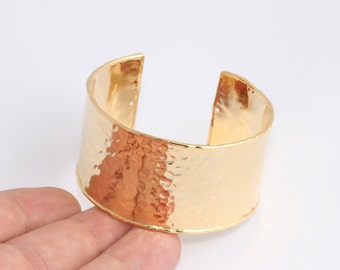 33mm 24k Shiny Gold Cuff Bracelet, Handmade Gold Bracelet Bangle, Hammered Cuff Bracelet, Bracelet Bangle, Gold Plated Bracelets, CHK657