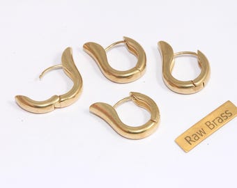 17x23mm Raw Brass Earrings, Lever Back Hoop Earrings, Drop Hoop Earrings, Brass Earring Hoops, Brass Earring Findings, LA4