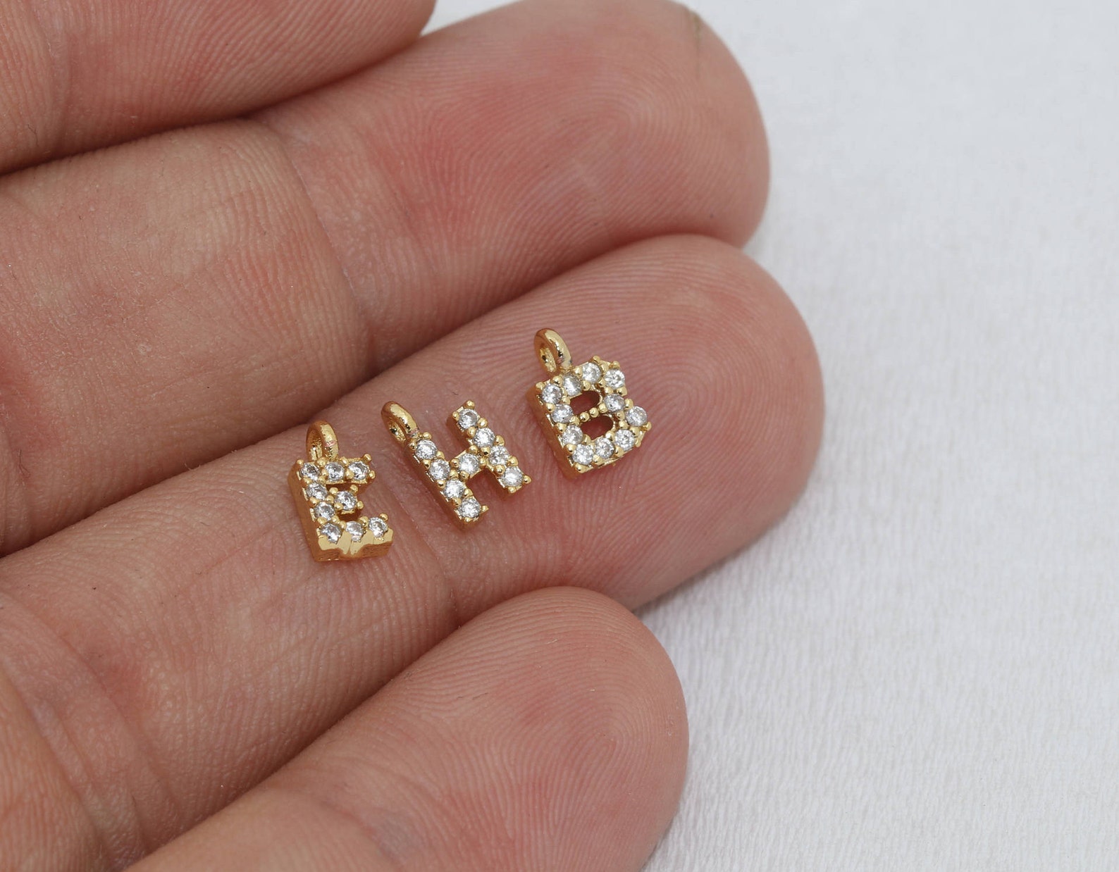 5x8mm 24k Shiny Gold Letters, Cubic Zirconia Letter Charms, Micro Pave ...