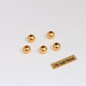 8mm 24k Shiny Gold Ball Beads, Round Spacer Beads, Tiny Beads, Bracelet Beads, Hollow Ball Beads, Gold Plated Findings, ROSE198