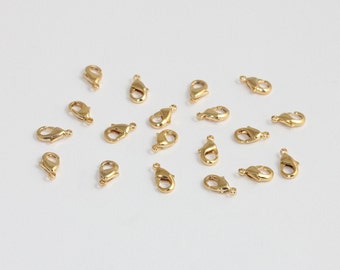 100 Pcs 9mm 24k Shiny Gold Claw Clasp, Lobster Claw Clasp, Necklace Closures, Jewelry Making Supplies, Gold Plated Findings, NLC, CHK479