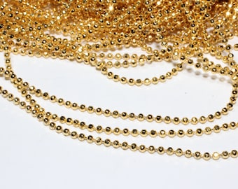 16,5 Feet 1,5mm 18k Shiny Gold Ball Chain, Faceted Ball Chain, Bulk Chains, Lace Ball Chain, Bead Chain, Gold Plated Findings, HBC, BXB65
