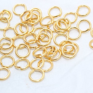 50 Pcs 17 Ga 8mm Gold Jump Rings, Tiny Jump Ring Connector, Open Jump Rings, Gold Plated Connector, Gold Plated Findings, ER, DOM9