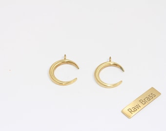 16 x 21 mm 真鍮製ムーンチャーム、三日月チャーム、ハーフムーンペンダント、ホーンネックレス、ホーンペンダント、真鍮製金具、ZPR146