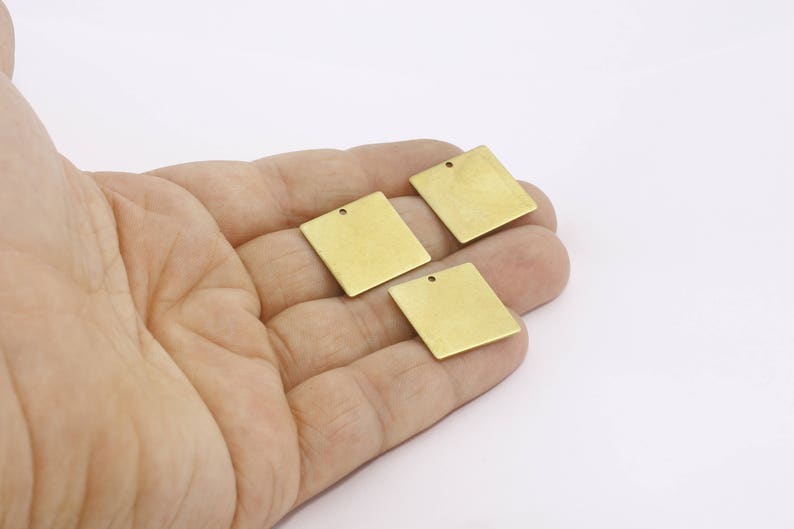 Square Charms Raw Brass Findings Stamping Tag Square Pendant Square Medallion Stamping Blank AE168 20 Pcs 20mm Raw Brass Square Disc