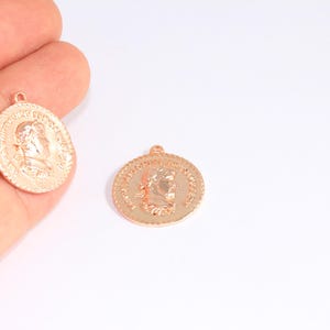 21x24mm Rose Gold Medallion, Marcus Anthony Coins, Antique Roman Coins, Medallion Necklace, Rose Gold Plated Findings, MTE1212