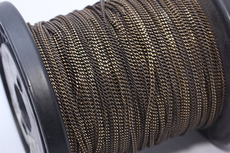THE46 16,5 Feet Black Faceted Chains 2,2x3mm flat curb chains brass soldered chains