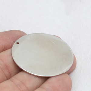 40mm Rhodium Plated Disc, Stamping Blank, Personalized Disc, Stamping Tag, Large Coins, Silver Medallion, Silver Plated Findings, FD, BRT793