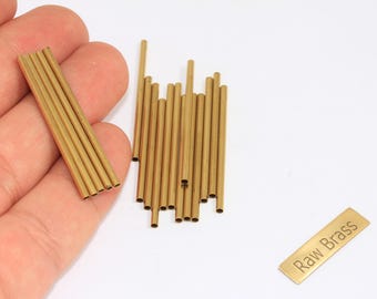 2x40mm Raw Brass Tube Beads, Tube Beads, Round Tubes, Spacer Tube Beads, Tubes, Geometric Charms, Raw Brass Findings, CHK91-4