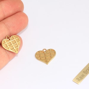 19mm Raw Brass Heart, Heart Pendant,  Brass Heart Necklace Charms, Dainty Heart, Heart Charm, Drawn Heart, Raw Brass Findings, ROSE196