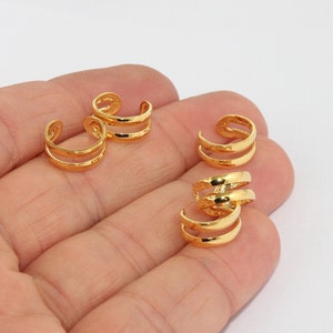 15mm Shiny Gold Ear Cuffs, No Piercing Plain Ear Cuff, Cartilage Ear Cuff, Earring Settings With One Hole, Gold Plated Earrings, BRT831
