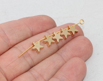 10 Pcs 24k Gold Plated Star Beads, Jewelry Making Supplies (7.5mm), AE276