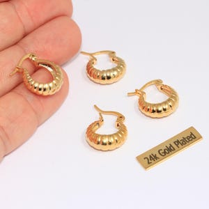 16mm 24k Shiny Gold Earrings, Leverback Earrings, Shell Hoops, Shell Hoop Earrings, Gold Earring Clasps, Gold Plated Findings, lbe, XP205