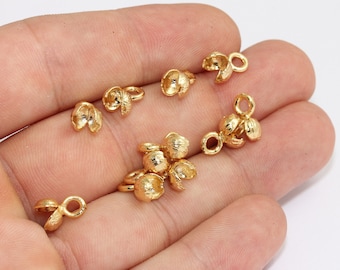 7x11mm 18k Shiny Gold Crimp Beads, Fits 3mm Ball Chain, Bead Crimps, Ball Chain Clasps, Bead Tips, Gold Plated Findings, MLS271