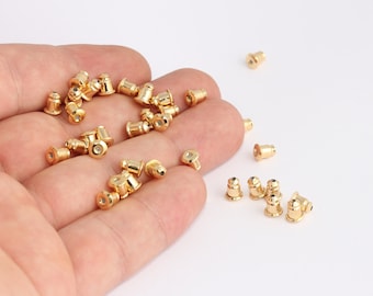24k Shiny Gold Plated Earring Backs, 5x6mm, EBN, CHK697-3
