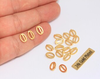 24k Shiny Gold Plated Oval Connector Beads (6x8mm), ZRCN421