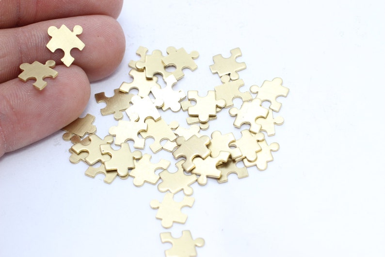 100 Pcs Raw Brass Stamping Blank Charms Charms Puzzle Charms Tiny Raw Brass Findings FNL39