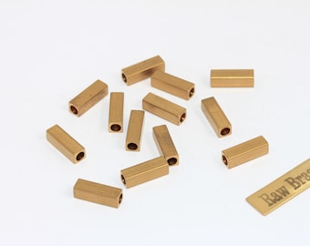 20 tubos cuadrados de latón crudo, 4 x 4 x 13 mm, cuentas tubulares, cuadradas, geométricas, cuentas espaciadoras, KA75-1