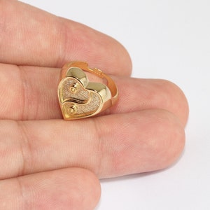 17-18mm 24k Shiny Gold Heart Rings, Gold Yin Yang Rings, Statement Rings, Heart Shaped Rings, Women&#39;s Rings, Gold Plated Rings, MLS826