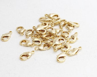 15mm 24k Shiny Gold Lobster Clasp, Claw Clasp, Gold Lobster Clasp, Necklace Closures, Gold Plated Jewelry Findings, FGH, BRT195