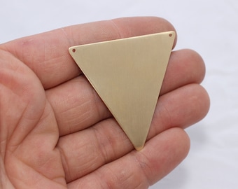 Large Raw Brass Triangle Pendant, Necklace Charm (60x51mm), AE19