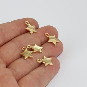 12x15mm 24k Shiny Gold Tiny Star Charms, Star Pendant, North Star Charms, Polaris Charms, Charms, Gold Plated Findings, MTE1532