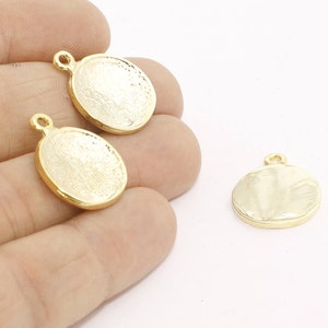 2 Pcs 18x23mm 24k Shiny Gold Medallion, Hammered Disc, Coin Charms, Disc, Charms, Medallion Pendant, Gold Plated Findings, ED, MTE287