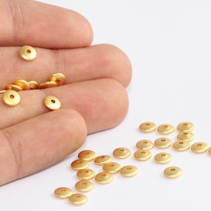 2x6mm 24k Matt Gold Spacer Beads, Rondelle Beads, Gold Spacers, Connector Beads, Matt Gold Bracelet Beads, Gold Plated Findings, MLS681
