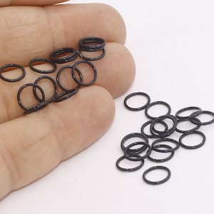 8mm Black Jump Rings, Open Jump Rings, Bracelet Connector, Jewelry Making, Black Jewelry Supplies, Black Plated Findings, ETS175