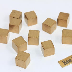10mm Raw Brass No Hole Cube Beads, Cube Beads, Cube Beads, SOM301