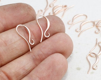 12 Pcs Rose Gold Plated Earring Hooks, 8x15mm Fish Hooks, EW, ROSE49