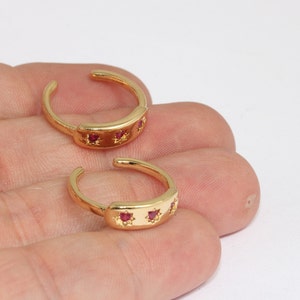 16 mm stjärnring i 24k glänsande guld, fin stjärnring i mikrobeläggning, stjärnringar med kubisk zirkonia, rubinringar, guldpläterade ringar, SRD, MLS148