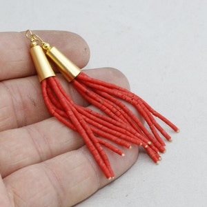 6x70mm Fuchsia Beads Tassel, Fuchsia Afghan Tassel, Perls, Long Heishi Bead Tassels, Seed Bead Tassel, Long Tassel, AFG76