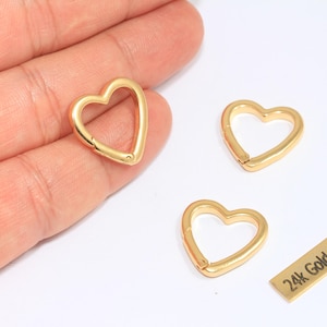 19mm 24k Shiny Gold Heart Clasp, Heart Shaped Clasp Charm, Heart Necklace Closures, Heart Necklace, Gold Plated Findings, BRT288