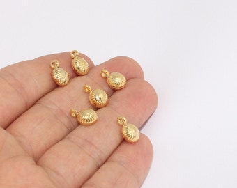 24k Shiny Gold Plated Shell Charm (8x11mm), FNL169