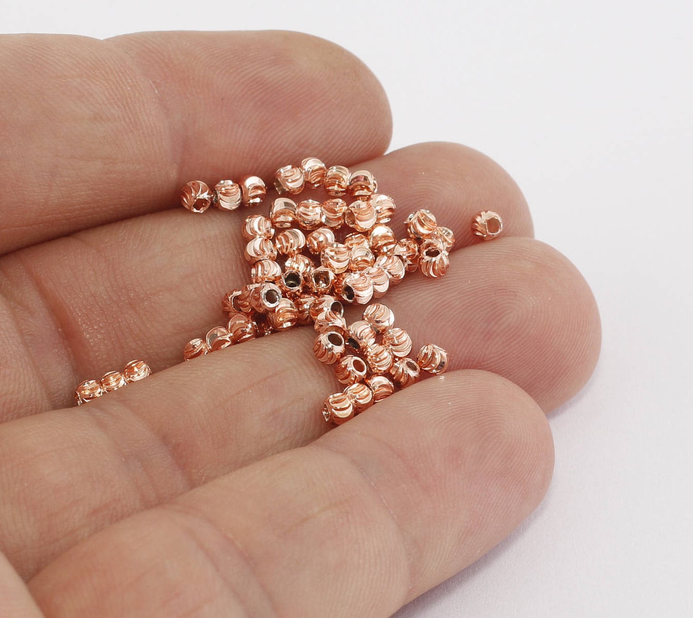 10 Pcs 3mm Rose Gold Laser Cut Beads Faceted Beads Spacer Etsy