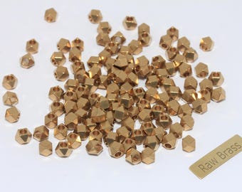 5mm Raw Brass Faceted Cube Beads, Jewelry Findings, BXB478
