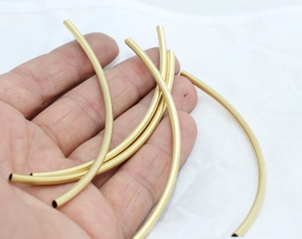 5 szt. 3 x 100 mm surowe rurki mosiężne, koraliki do rurek naszyjnikowych, naszyjnik z rurek, długie zakrzywione rurki, mosiężne rurki makaronowe, surowe mosiężne elementy, TBR11