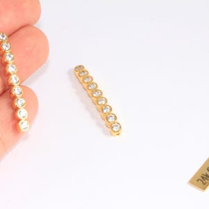 4,5x38mm 24k Shiny Gold CZ Bar, White Stone Micro Pave Bracelet Connector, CZ Bracelet Bangle Bar, Gold Plated Findings, MTE1326