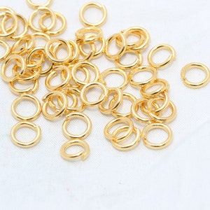 100 Pcs 17 Ga 7mm 24k Shiny Gold Jump Rings, Gold Connector, Open Jump Rings, Bulk Gold Jump Rings, Jewelry Making Supplies, SFJ, DOM8