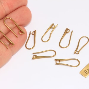 7x19mm Raw Brass Earring Hooks, Fish Hooks, Ear Wires, French Hook Earrings, Brass Earring Settings, Raw Brass Findings, CMR122