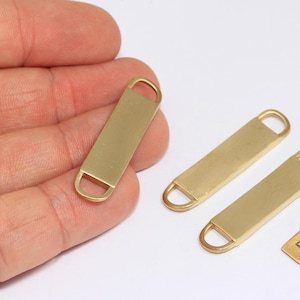 9x38mm Raw Brass Nameplate Bar, Rectangle Bar, Personalized Charms, Bracelet Connector Two Hole Bar Charms, Raw Brass Findings, ROSE370