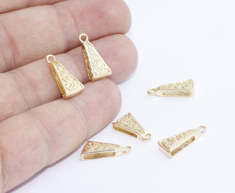 5 Pcs 8x17mm 24k Shiny Gold Pendant Bail Pinch Bail Necklace Etsy