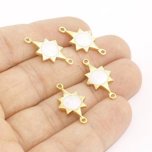 12x23mm 24k Brillante Oro Estrella Encantos, Encantos de estrella de perla, Encantos de estrella de polo, Colgante de estrella, Conector de pulsera, Hallazgos chapados en oro, MTE314