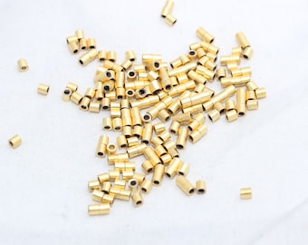 Cuentas de engarce de 2 x 2 mm bañadas en oro de 24 k, tubo de engarce, tubos de engarce pequeños, engarces, accesorios de joyería, accesorios de joyería bañados en oro, MTE12