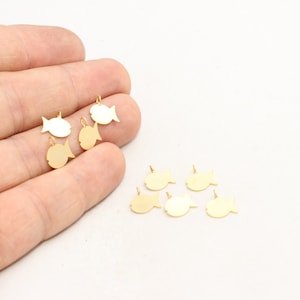 10 Pcs 9x10mm 24k Matt Gold Fish Pendant, Fish Jewelry, Fish Necklace, Fish Charms, Dainty Charms, Cute Charms, Gold Plated Findings, BRT243