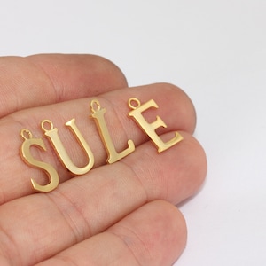 10x15mm 24k Shiny Gold Letter Charm, Initial Charms, Letter Pendant, Gold Letter Necklace, Personalized Necklace, Gold Plated Charms, HRF51