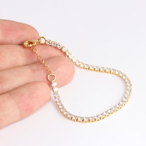 7&#39;&#39; 24k Shiny Gold Tennis Bracelet, Cubic Zirconia Tennis Bracelet, Micro Pave Dainty Bracelet, Diamond Minimalist Bracelet, BXB286-1