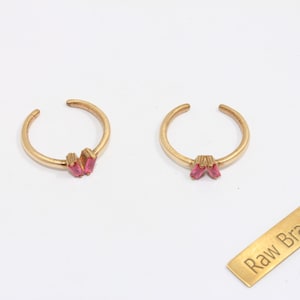 16-17mm Raw Brass CZ Baguette Ring, Micro Pave Ruby Stone Rings, CZ Rings, Delicate Rings, Stacking Rings, Raw Brass Findings, ZPR138