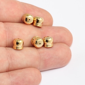 6 Pcs 7x8mm 22k Shiny Gold End Cap, Inner Size 7mm, Bead Cap, Brass End Cap, Cord End, Bracelet End Cap, Gold Plated Findings, ISE, NED15